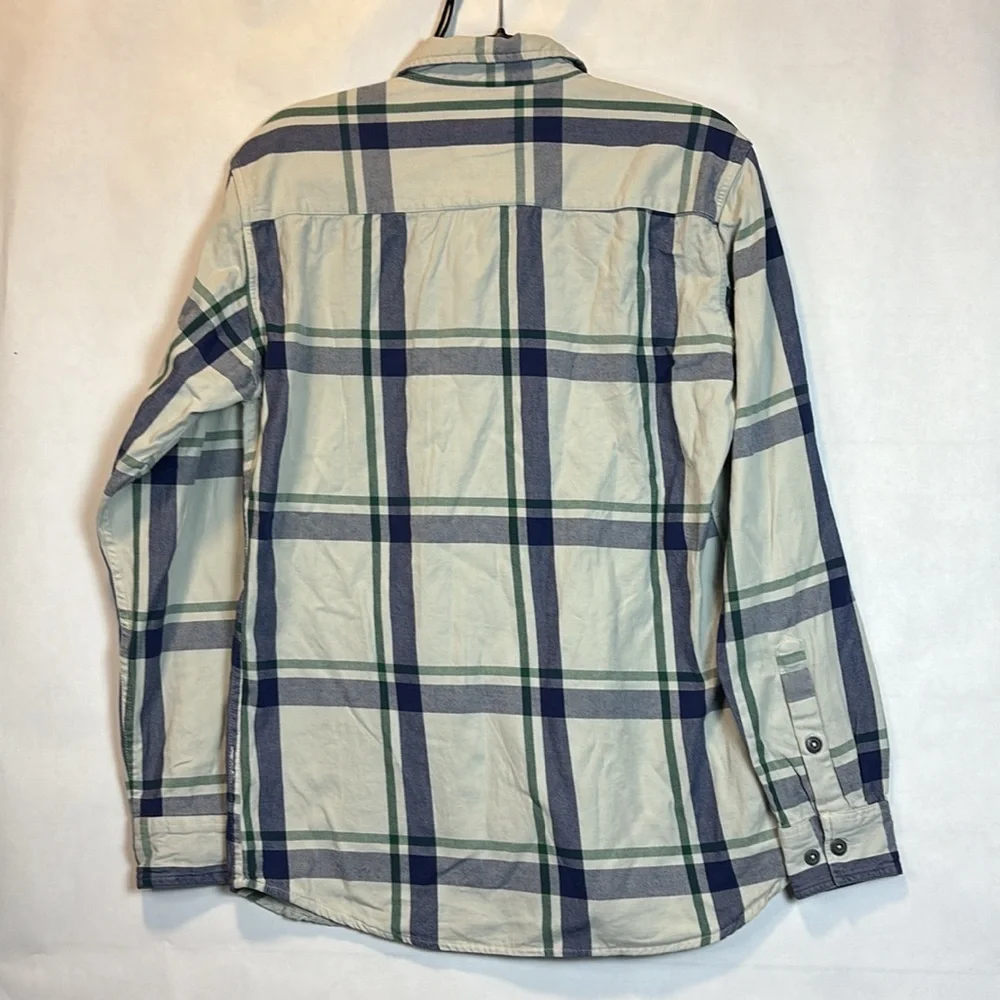 OPB Original Paperbacks Shirt Mens Medium White‎ Blue Button Up Plaid New